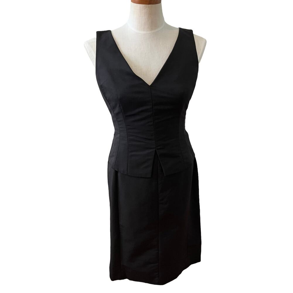 Banana Republic Monogram Fitted Sleeveless Sheath Dress Black 6